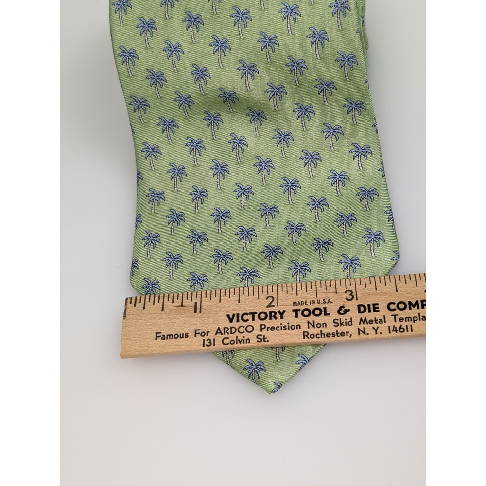 Tommy Hilfiger Palm Tree 100% Silk Neck Tie 3.5‎ x 57 Green Blue Tropical USA - Picture 3 of 9